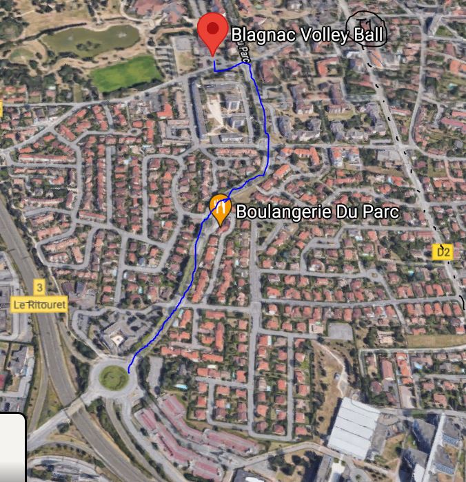 Localisation Gymnase
- Route (bleue)
- Tram T1 (pointillés noirs)